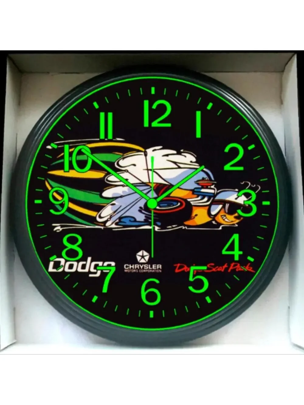 Dodge Super Bee Scat Pack Chrysler Garage Shop Glow In The Dark Wall Clock